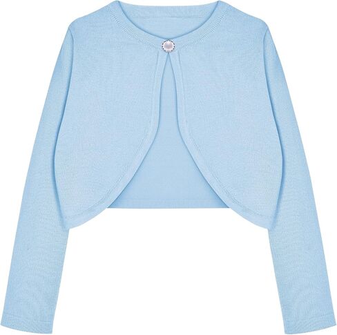 Arshiner Girls Open Front Shrug Cardigan Kids Children Knit Long Sleeve Bolero with Button Closure in Saudi Arabia