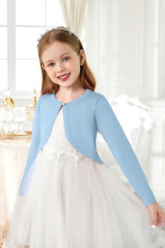 Arshiner Girls Open Front Shrug Cardigan Kids Children Knit Long Sleeve Bolero with Button Closure in Saudi Arabia