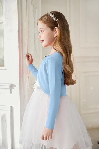 Arshiner Girls Open Front Shrug Cardigan Kids Children Knit Long Sleeve Bolero with Button Closure in Saudi Arabia