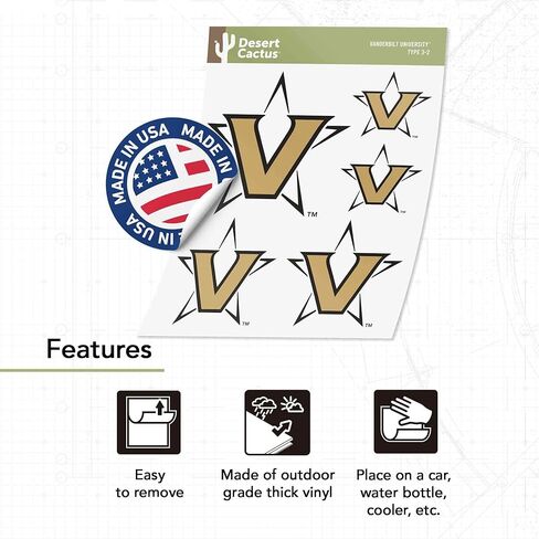 Desert Cactus Vanderbilt University Commodores VU Sticker Vinyl Decals Laptop Water Bottle Car Scrapbook T3 (Type 3-1) in Saudi Arabia