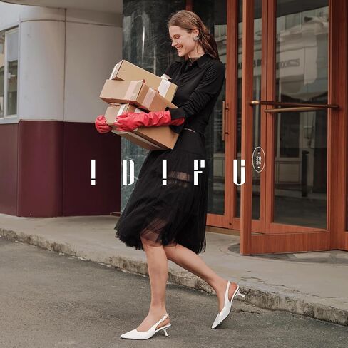 idifu in2 Slingback Low Histten Slingback مغلق في أعقاب إصبع القدم مضخات زفاف حفل زفاف حفلة موسيقية الحفلات الحذاء in Kuwait