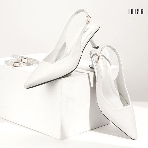 idifu in2 Slingback Low Histten Slingback مغلق في أعقاب إصبع القدم مضخات زفاف حفل زفاف حفلة موسيقية الحفلات الحذاء in Kuwait