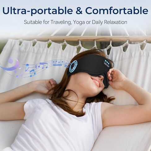 3D Sleep Mask with Bluetooth Headphones, Breathable Cotton Sleeping Headphones for Side Sleepers, Wireless Music Eye Mask with Timer, Gifts for Men Women, Black in Kuwait