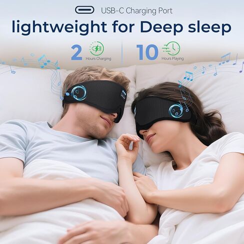 3D Sleep Mask with Bluetooth Headphones, Breathable Cotton Sleeping Headphones for Side Sleepers, Wireless Music Eye Mask with Timer, Gifts for Men Women, Black in Kuwait