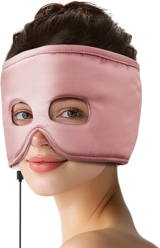 Silk Sinus Pressure Relief Mask, USB Corded Warm Compress for Sinusitis, Tension Headache & Migraine Treatment with 3 Temp Settings & 30-Min Auto Off Black in Saudi Arabia