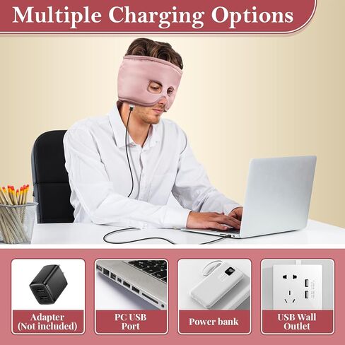 Silk Sinus Pressure Relief Mask, USB Corded Warm Compress for Sinusitis, Tension Headache & Migraine Treatment with 3 Temp Settings & 30-Min Auto Off Black in Saudi Arabia