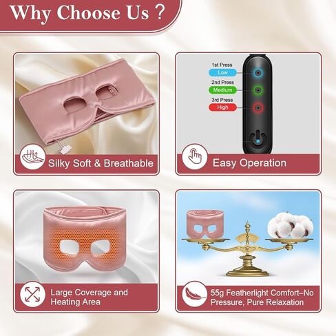 Silk Sinus Pressure Relief Mask, USB Corded Warm Compress for Sinusitis, Tension Headache & Migraine Treatment with 3 Temp Settings & 30-Min Auto Off Black in Saudi Arabia