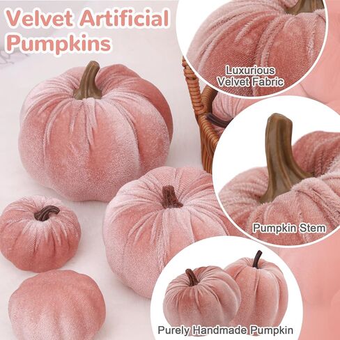 12 قطعة من القرع الصناعي المخملي للهالوين مصنوع يدويًا من القماش الإسفنجي لحصاد الخريف وقطعة مركزية لتزيين حفلات عيد الشكر - أزرق مخضر in Kuwait