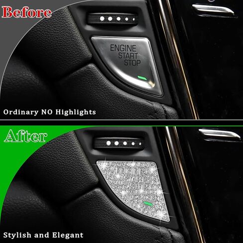 TOMALL Bling Car Engine Start Stop Button Cover Compatible with Cadillac ATS ATS-L 2013-2019 Diamond Push Start Stop Button Cover Bling Engine Ignition Ring Sparkly Surrounding Trim Accessory for Car in Saudi Arabia