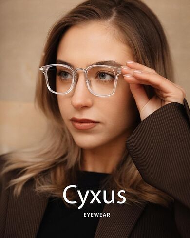 Cyxus TR90 + نظارات الضوء الأزرق المعدنية للنساء والرجال إطار كبير مربع للكمبيوتر موضة مضادة للوهج 8235 in Saudi Arabia