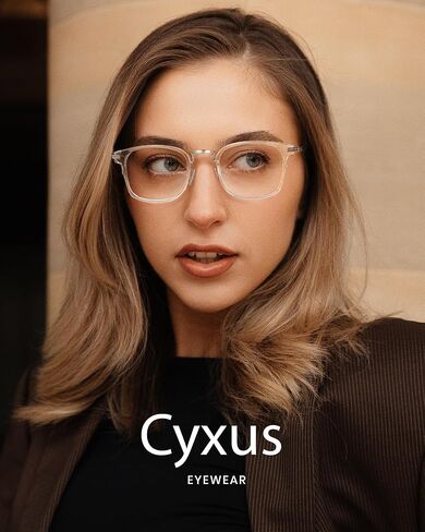 Cyxus TR90 + نظارات الضوء الأزرق المعدنية للنساء والرجال إطار كبير مربع للكمبيوتر موضة مضادة للوهج 8235 in Saudi Arabia