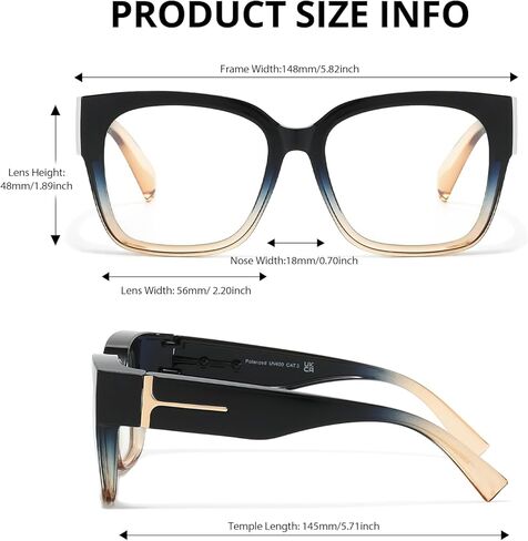 VIEWBETTER Fit Over Anti 99.99% Blue Light Glasses for Women, Oversized Anti-Blue Blocking Computer Gaming Screen Eyeglasses in Kuwait
