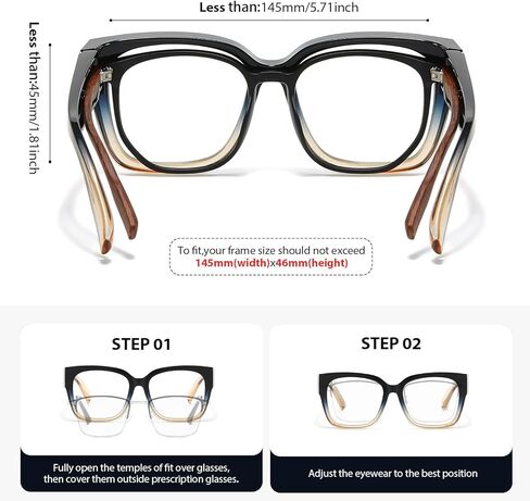 VIEWBETTER Fit Over Anti 99.99% Blue Light Glasses for Women, Oversized Anti-Blue Blocking Computer Gaming Screen Eyeglasses in Kuwait