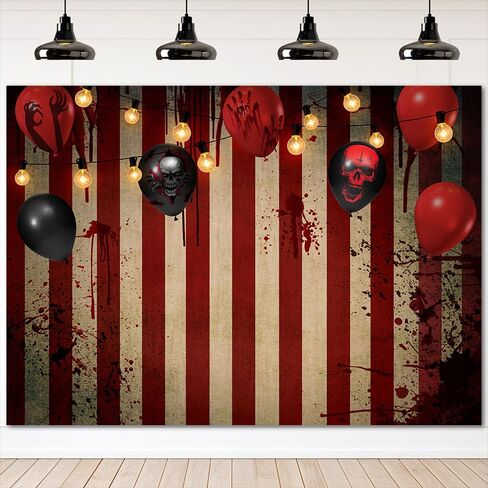 Mocsicka Halloween Circus Photography Backdrop Horror Circus Carnival Bloody Wall Background Circus Themed Halloween Party Cake Table Decoration Banner Photo Booth Props (7x5ft) in Saudi Arabia