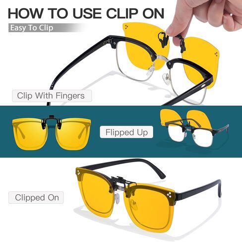 نظارات VIEWBETTER بمشبك على نظارات حجب الضوء الأزرق للعيون والحساسة للضوء بدون إطار للجنسين مشابك قابلة للطي BL3168 in Kuwait