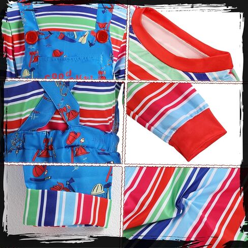 Creepy Doll Costume for Kids Horror Killer Shirt Jumpsuit Mask Halloween Cosplay Outfit for Boys Girls 3-10 Years in Kuwait