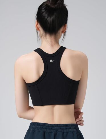 Yvette Sports Bras for Women Ribbed High Neck Racerback Tops in Saudi Arabia