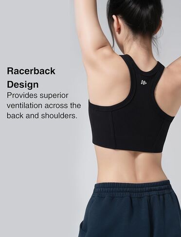 Yvette Sports Bras for Women Ribbed High Neck Racerback Tops in Saudi Arabia