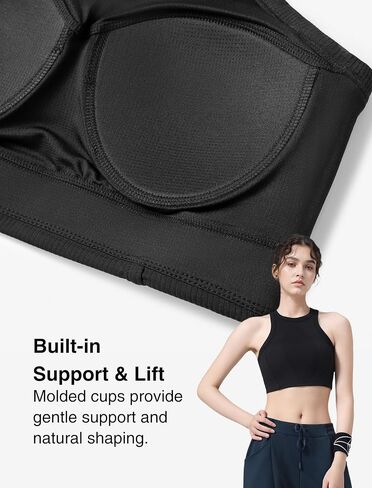 Yvette Sports Bras for Women Ribbed High Neck Racerback Tops in Saudi Arabia