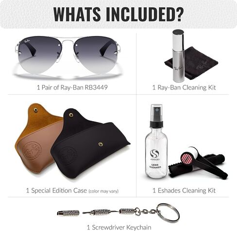 Ray-Ban RB3449 Pilot Shaped Sunglasses for Men & Women with Official RAYBAN Eyewear Kit in Saudi Arabia