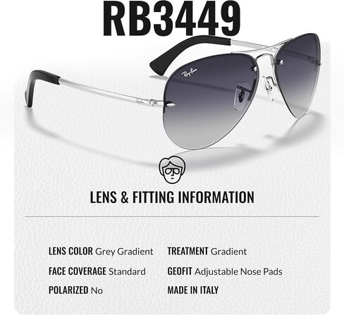 Ray-Ban RB3449 Pilot Shaped Sunglasses for Men & Women with Official RAYBAN Eyewear Kit in Saudi Arabia