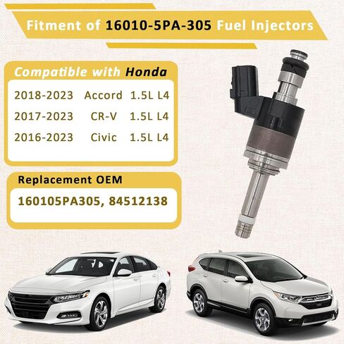 2016-2022 GDI 1.5L توربو حاقن الوقود عالي الضغط، متوافق مع/Honda 1.5 Accord CR-V Civic |OE#1601-05PA-305| |6 ثقوب| |مجموعة من 4| in Saudi Arabia