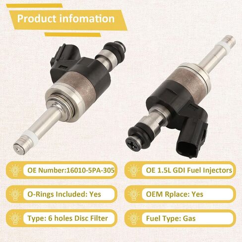 2016-2022 GDI 1.5L توربو حاقن الوقود عالي الضغط، متوافق مع/Honda 1.5 Accord CR-V Civic |OE#1601-05PA-305| |6 ثقوب| |مجموعة من 4| in Saudi Arabia