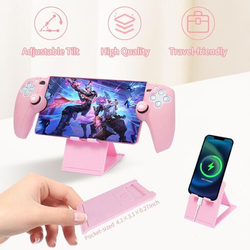 GUTIAL Accessories kit for Sony Playstation Portal - Black 5 in 1 Accessories Bundle for PS5 Portal with Carrying Case Protective Cover case and 2 Pack Screen Protector, Playstand, Thumb Grips Set in Kuwait