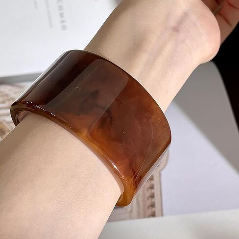 Resin Cuff Bangle Bracelet for Women Geometric Round Bangle Acrylic Statement Bracelet Irregular Wide Bracelets Retro Statement Party Jewelry in Saudi Arabia