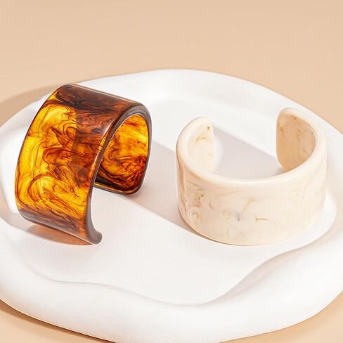 Resin Cuff Bangle Bracelet for Women Geometric Round Bangle Acrylic Statement Bracelet Irregular Wide Bracelets Retro Statement Party Jewelry in Saudi Arabia