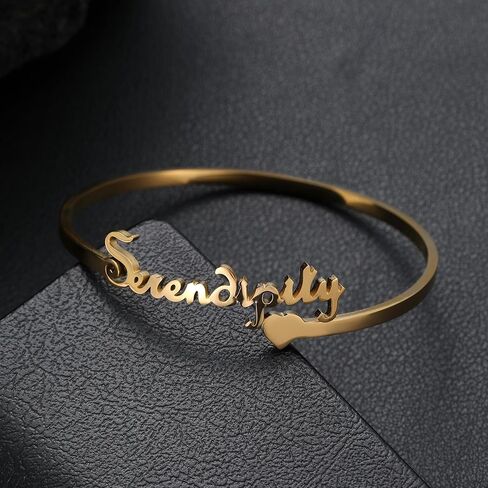 سوار الكفة المخصص سوار شخصي مع تصميم على شكل قلب أو اسم مزدوج، رسالة منقوشة، اقتباس أو اسم، ألوان فضية أو ذهبية أو ذهبية وردية، هدية مجوهرات مدروسة لعيد الميلاد والذكرى السنوية وعيد الحب in Kuwait