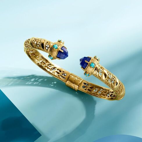 Ross-Simons Lapis and Turquoise Cuff Bracelet in 18kt Gold Over Sterling in Saudi Arabia