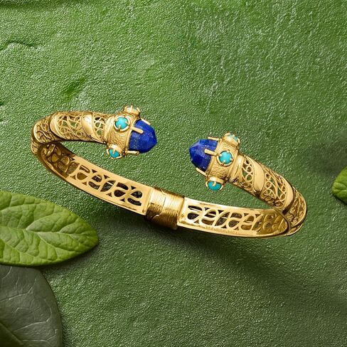 Ross-Simons Lapis and Turquoise Cuff Bracelet in 18kt Gold Over Sterling in Saudi Arabia