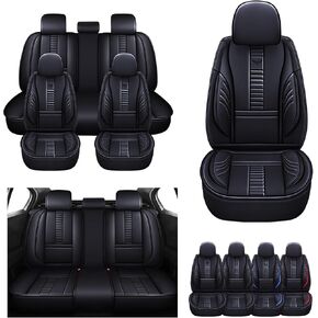 for GMC Sierra 1500 Seat Covers Full Set 2009-2024, Breathable Soft PU Leather Automobile Interior Sets Black & Black Line in Saudi Arabia