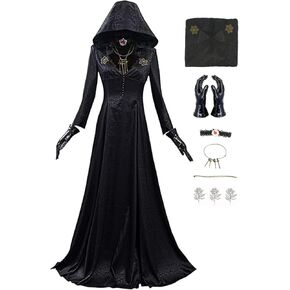 Lady Alcina Dimitrescu Cosplay Costume Dress Village Bela Daniela Cassandra Sisters Hooded Robe with Necklace Gloves Tattoo in Saudi Arabia