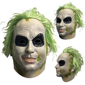 Beetle of juice Mask for Adult Halloween Scary Masks Movie Green Wig Latex Full Head Mask for Costume Cosplay in Saudi Arabia
