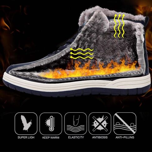 CERYTHRINA Men's Leather Snow Boots Waterproof Fur Lined Lace Up Ankle Sneakers High Top Winter Shoes in Saudi Arabia