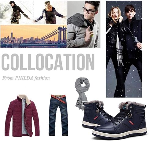 CERYTHRINA Men's Leather Snow Boots Waterproof Fur Lined Lace Up Ankle Sneakers High Top Winter Shoes in Saudi Arabia