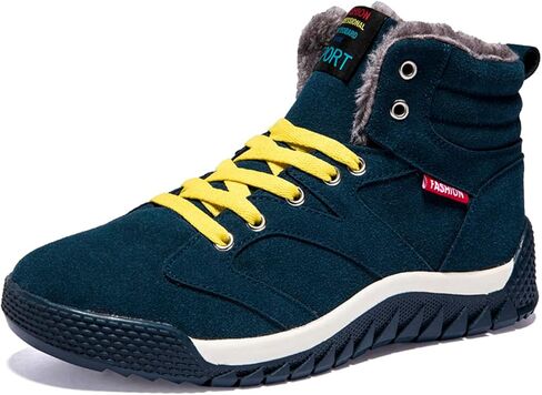 CERYTHRINA Men's Leather Snow Boots Waterproof Fur Lined Lace Up Ankle Sneakers High Top Winter Shoes in Saudi Arabia