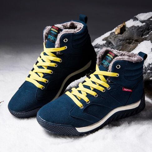 CERYTHRINA Men's Leather Snow Boots Waterproof Fur Lined Lace Up Ankle Sneakers High Top Winter Shoes in Saudi Arabia
