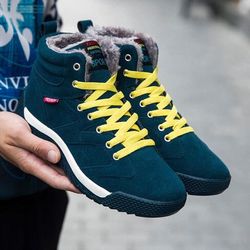CERYTHRINA Men's Leather Snow Boots Waterproof Fur Lined Lace Up Ankle Sneakers High Top Winter Shoes in Saudi Arabia