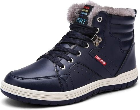 CERYTHRINA Men's Leather Snow Boots Waterproof Fur Lined Lace Up Ankle Sneakers High Top Winter Shoes in Saudi Arabia