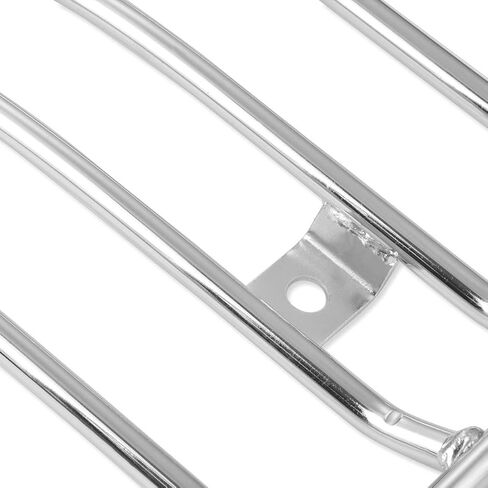 280 مم (11 بوصة) رف أمتعة للمقعد الفردي للدراجة النارية حامل فولاذي يدعم دعامة رف كروم يناسب 1985-2003 Harley Davidson XL Harley Sportster XL883 1200، رف أمتعة الدراجة النارية الخلفي فضي in Kuwait