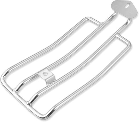 280 مم (11 بوصة) رف أمتعة للمقعد الفردي للدراجة النارية حامل فولاذي يدعم دعامة رف كروم يناسب 1985-2003 Harley Davidson XL Harley Sportster XL883 1200، رف أمتعة الدراجة النارية الخلفي فضي in Kuwait