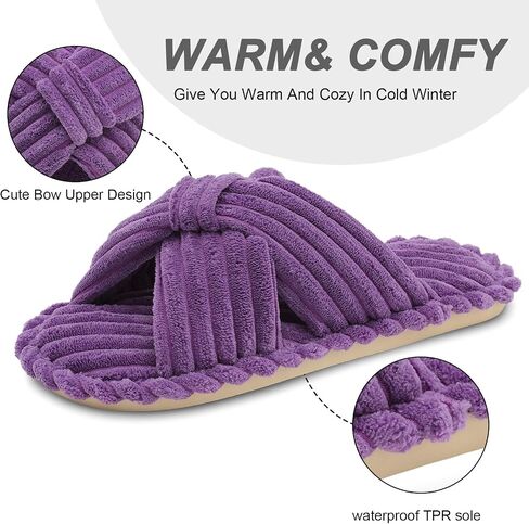 Fuzzy Women's Cross Band Slippers Cozy Women's Open Toe Slippers Womens House Shoes in Saudi Arabia
