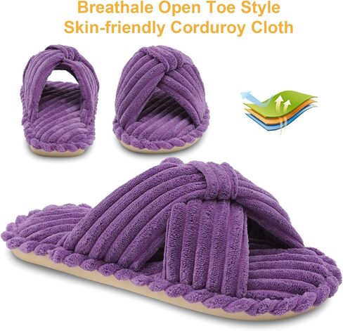 Fuzzy Women's Cross Band Slippers Cozy Women's Open Toe Slippers Womens House Shoes in Saudi Arabia