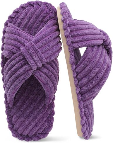 Fuzzy Women's Cross Band Slippers Cozy Women's Open Toe Slippers Womens House Shoes in Saudi Arabia
