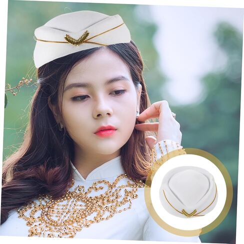 Airline Stewardess Hat for Women Beige Performance Cap Comfortable Fit for Cosplay and Stage Performances Flight Attendant Costume Accessory in Saudi Arabia