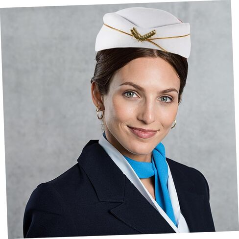Airline Stewardess Hat for Women Beige Performance Cap Comfortable Fit for Cosplay and Stage Performances Flight Attendant Costume Accessory in Saudi Arabia