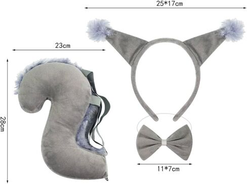 Kirei Sui 3-Piece Squirrel Costume Set with Ears Headband Bowtie Tail Halloween Costumes Accessories Cosplay for Adults in Kuwait